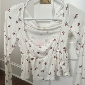 Edikted White and Pink Puff Sleeve Crop Top